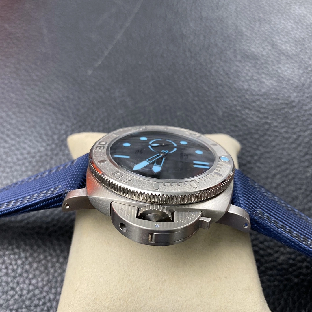 CBD Factory Panerai Submersible 47mm Black Dial Blue Luminous Dots, Indexes, and Skeletonized Hands Titanium Bezel Blue Fabric Strap(PAM00985) 1:1 Super Clone – DDP.9010 Movement TopPick 401
